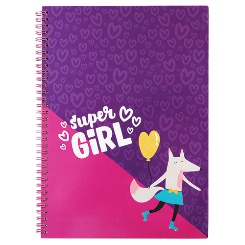Picture of CHARMIES A4 PURPLE SPIRAL NOTEBOOK  SUPER GIRL - PACK OF 2