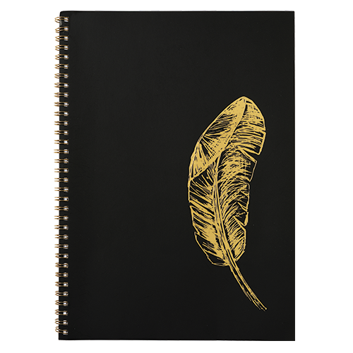 Picture of CHARMIES  A4 NOTEBOOK BLACK GOLD FEATHER - PACK OF 2