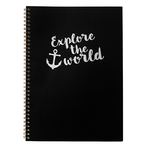 Picture of CHARMIES BLACK A4 SPIRAL NOTEBOOK EXPLORE THE WORLD - 2 PACK