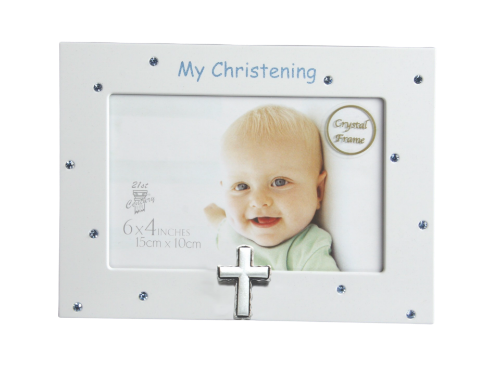 Picture of Christening Photo Frame Blue Crystal