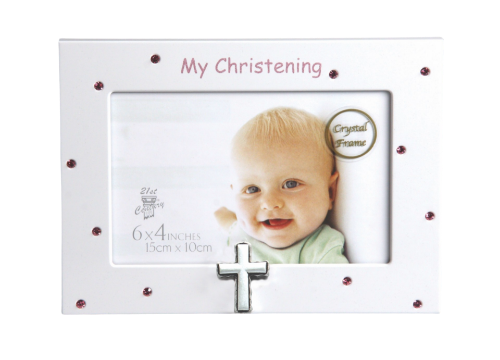 Picture of Christening Photo Frame Pink Crystal