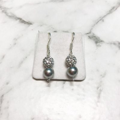Picture of Swarovski & Shamballa Earrings - Grey