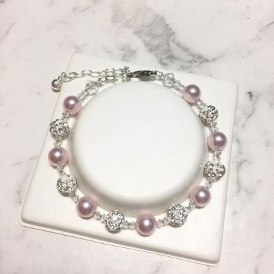 Picture of Swarovski Pearl & Shamballa Bracelets - Pink