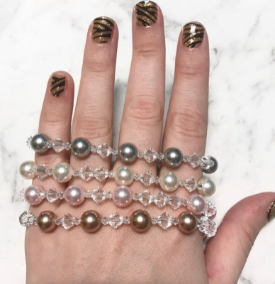 Picture of Swarovski Pearl Bracelets - Pink