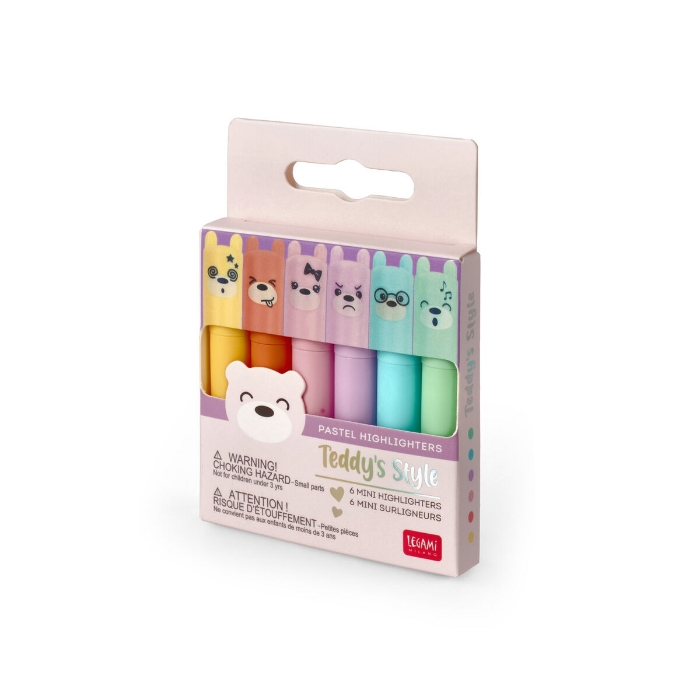 Picture of Legami Set of 6 Mini Pastel Highlighters - Teddy's Style