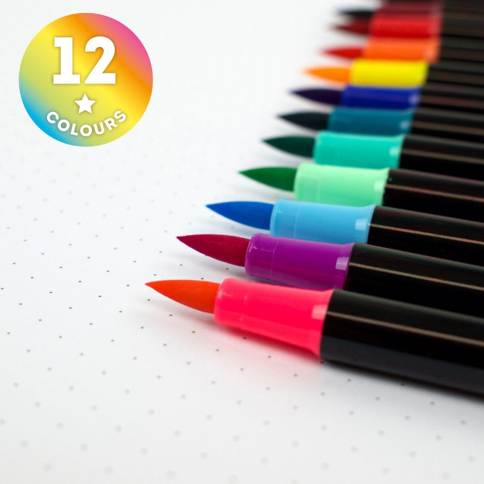 Picture of Legami Set of 12 Brush Markers - Bright Colours
