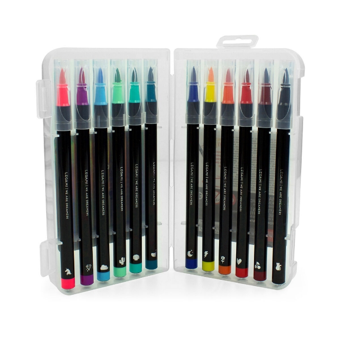 Picture of Legami Set of 12 Brush Markers - Bright Colours