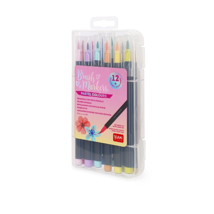 Picture of Legami Set of 12 Brush Markers in Pastel Colours