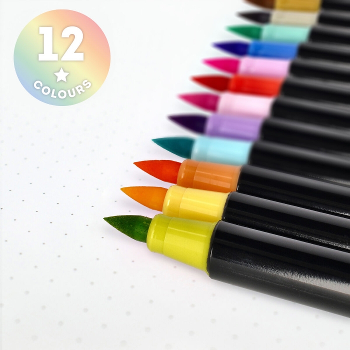 Picture of Legami Set of 12 Brush Markers in Pastel Colours