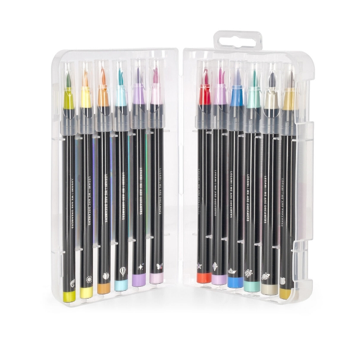 Picture of Legami Set of 12 Brush Markers in Pastel Colours